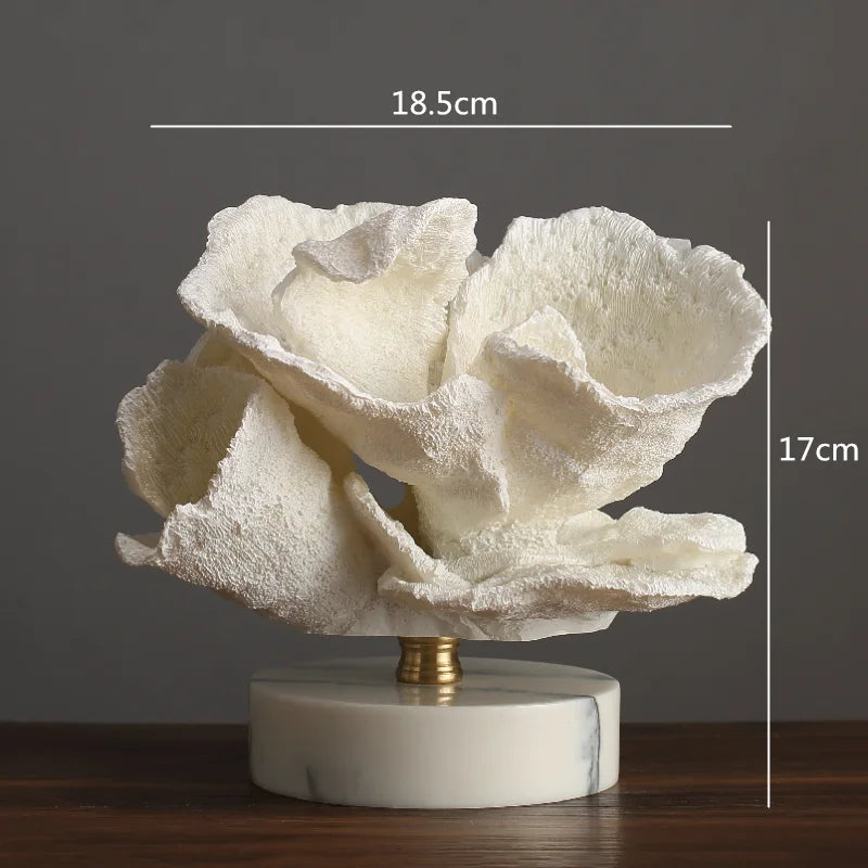Artificial Coral White Marble Base Home Decoration
