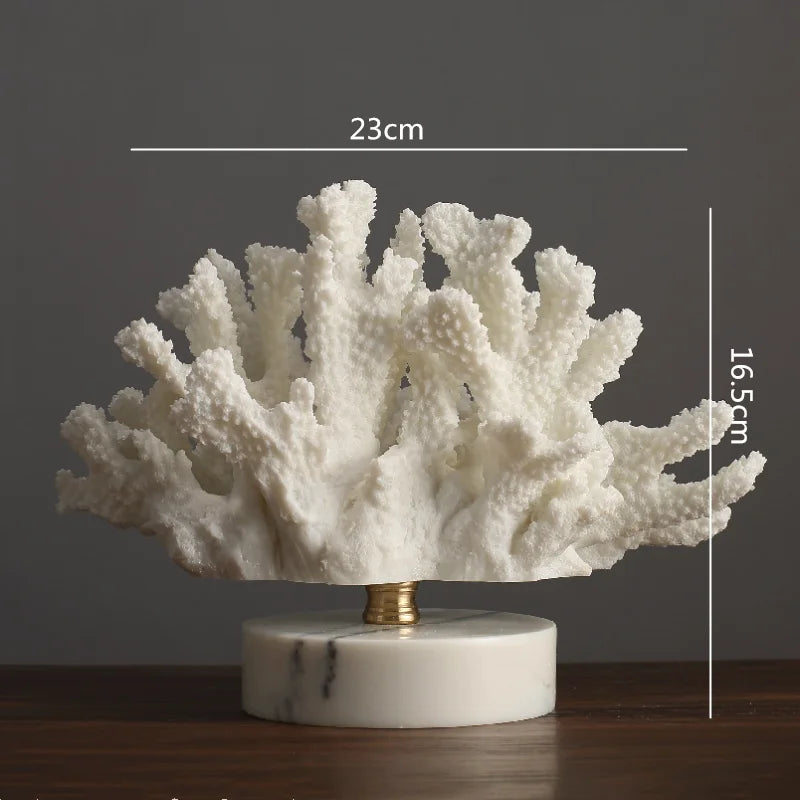 Artificial Coral White Marble Base Home Decoration