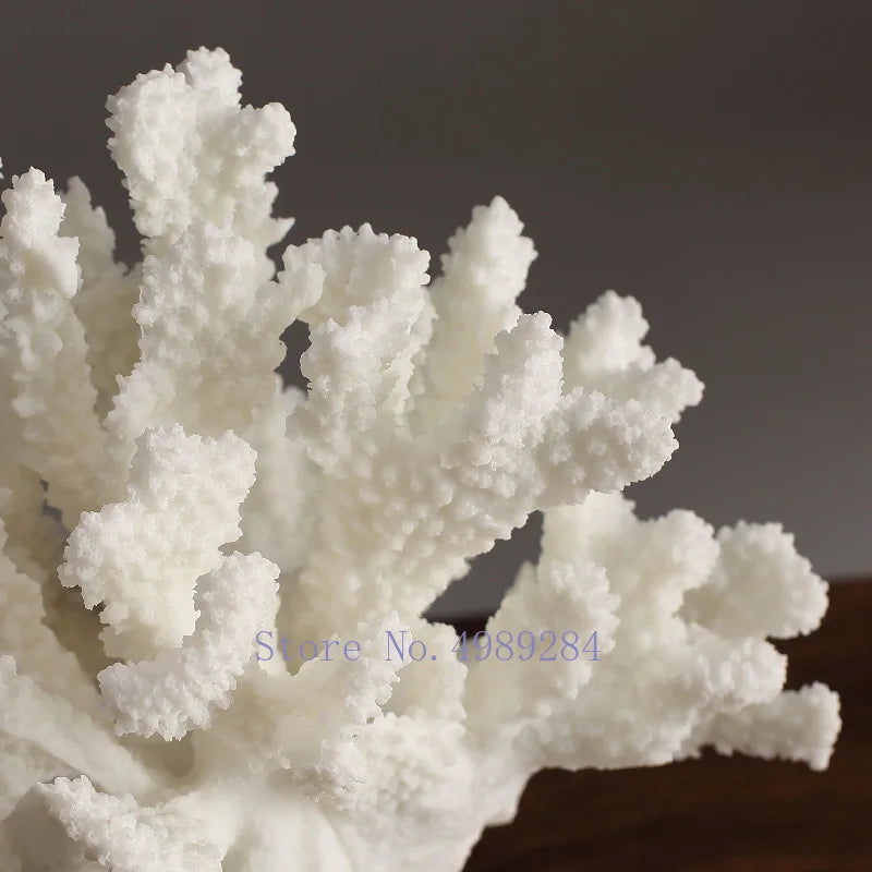 Artificial Coral White Marble Base Home Decoration