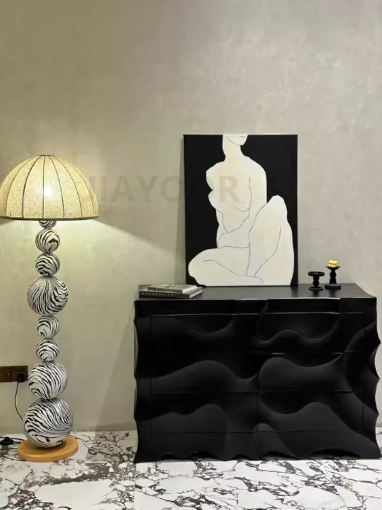 Nordic Zebra Marble Sphere Floor Lamp - Avant-Garde Tall Standing Art Light