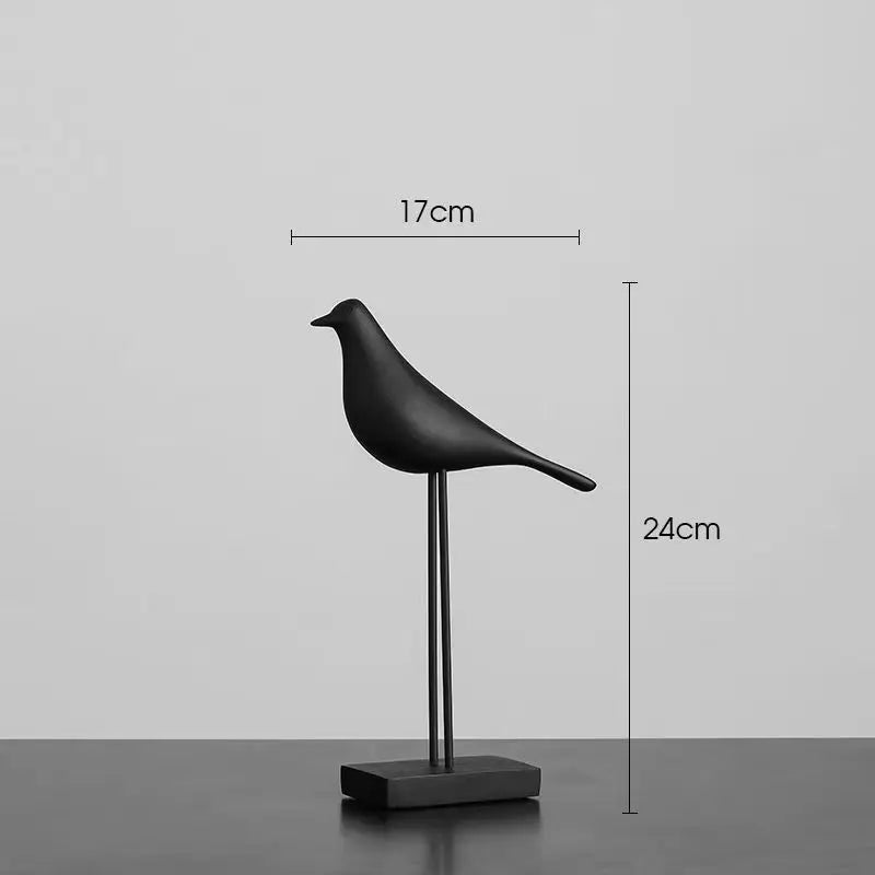 Minimalist Zen Bird Figurine - Nordic Style Monochrome Tabletop Art Sculpture