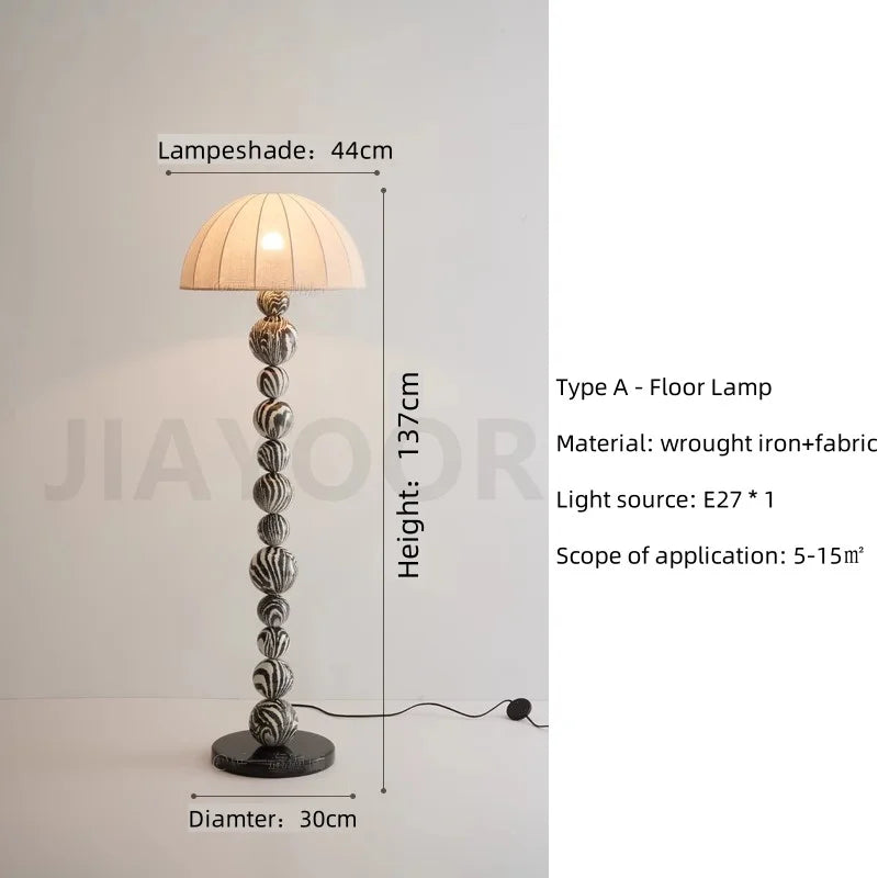 Nordic Zebra Marble Sphere Floor Lamp - Avant-Garde Tall Standing Art Light