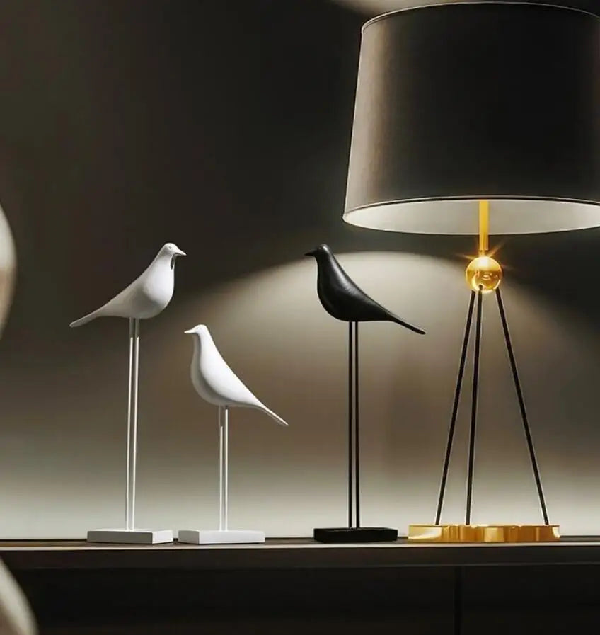 Minimalist Zen Bird Figurine - Nordic Style Monochrome Tabletop Art Sculpture