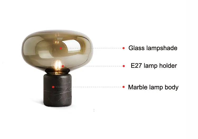 Premium Marble Base Glass Orb Lamp