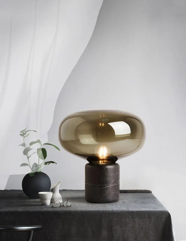 Premium Marble Base Glass Orb Lamp