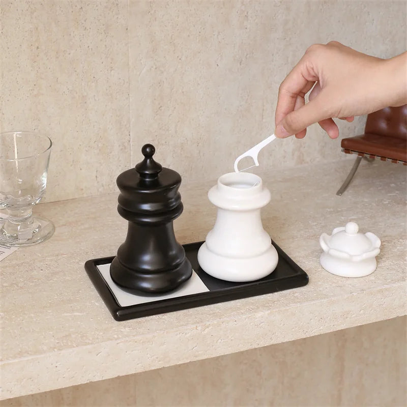 Luxury Crystal Glass Vanity Organizer - Elegant Jar for Cotton Swabs & Floss Picks