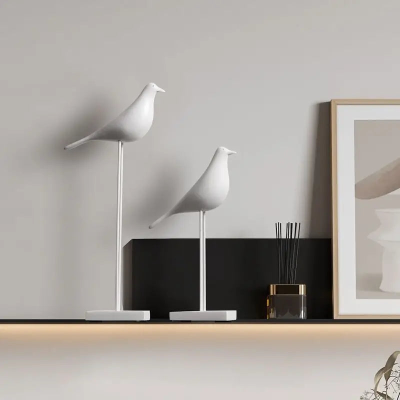 Minimalist Zen Bird Figurine - Nordic Style Monochrome Tabletop Art Sculpture