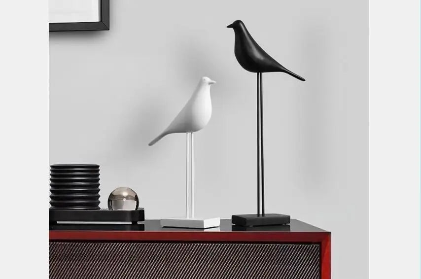 Minimalist Zen Bird Figurine - Nordic Style Monochrome Tabletop Art Sculpture