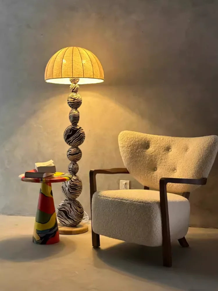 Nordic Zebra Marble Sphere Floor Lamp - Avant-Garde Tall Standing Art Light