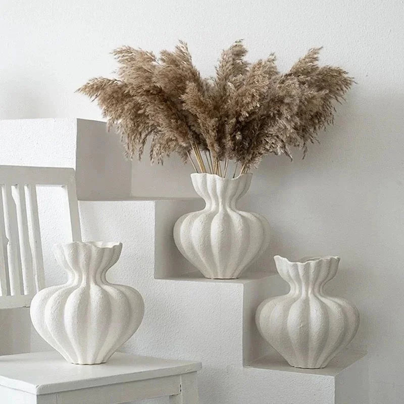 French Ceramic Vase Minimalist Floral Vessel  Home Decor