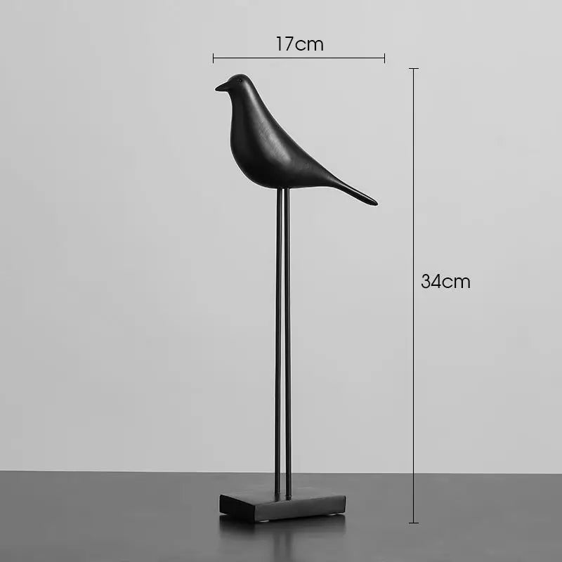 Minimalist Zen Bird Figurine - Nordic Style Monochrome Tabletop Art Sculpture