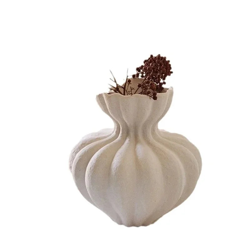 French Ceramic Vase Minimalist Floral Vessel  Home Decor