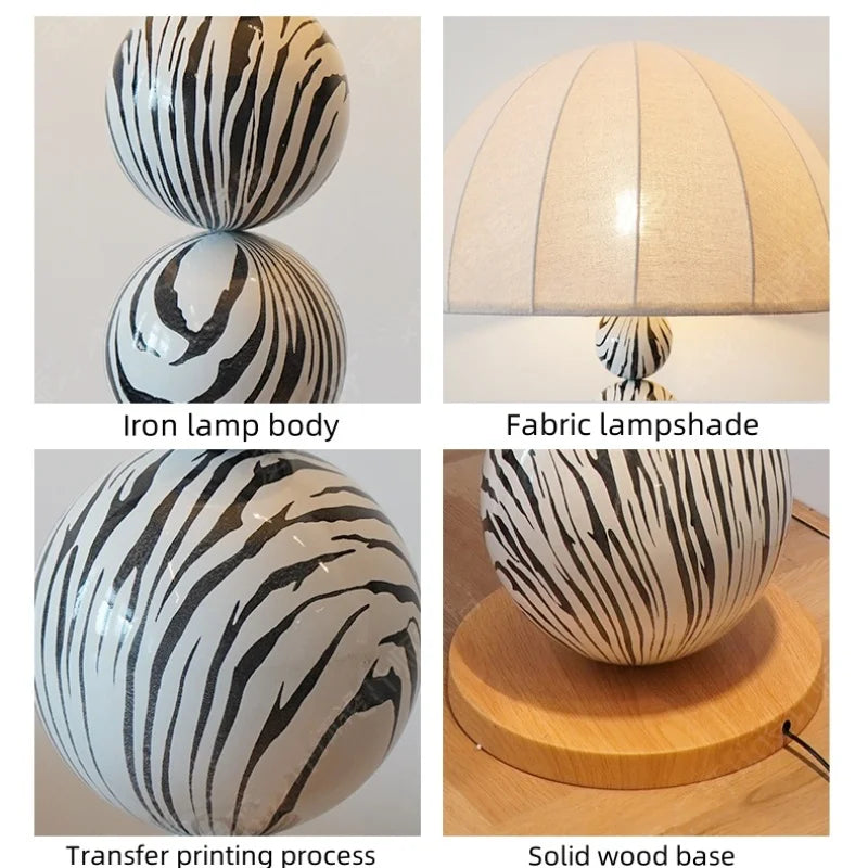 Nordic Zebra Marble Sphere Floor Lamp - Avant-Garde Tall Standing Art Light