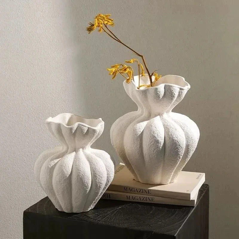 French Ceramic Vase Minimalist Floral Vessel  Home Decor