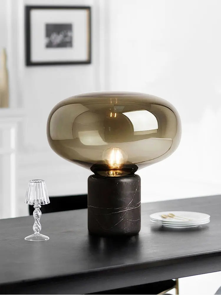 Premium Marble Base Glass Orb Lamp
