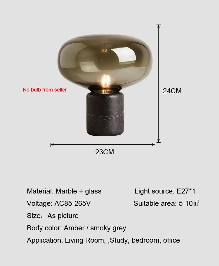Premium Marble Base Glass Orb Lamp