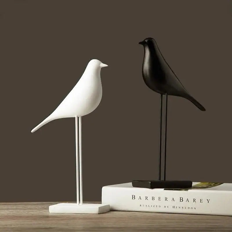 Minimalist Zen Bird Figurine - Nordic Style Monochrome Tabletop Art Sculpture