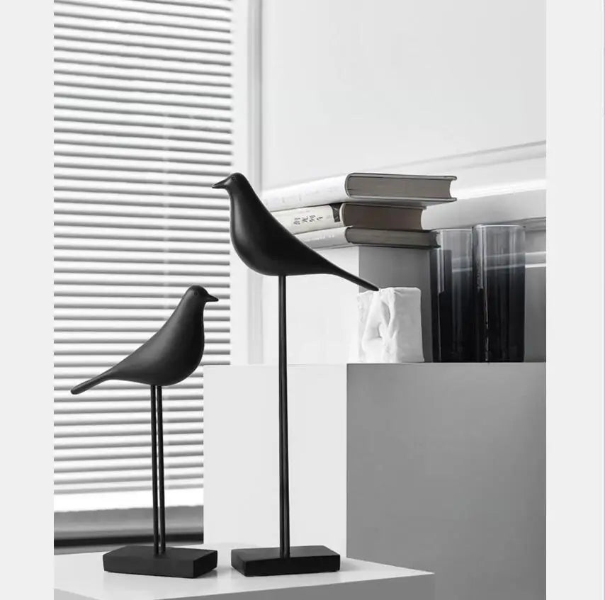 Minimalist Zen Bird Figurine - Nordic Style Monochrome Tabletop Art Sculpture