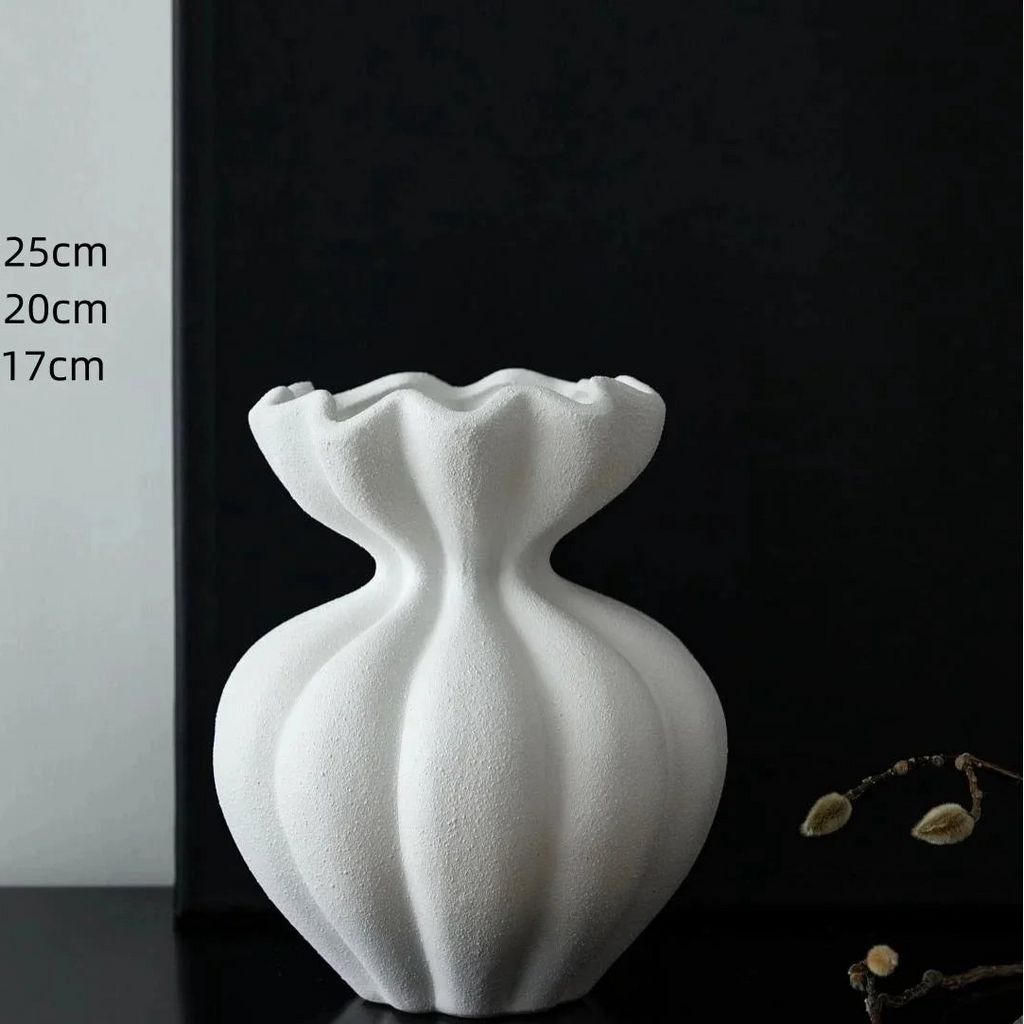French Ceramic Vase Minimalist Floral Vessel  Home Decor