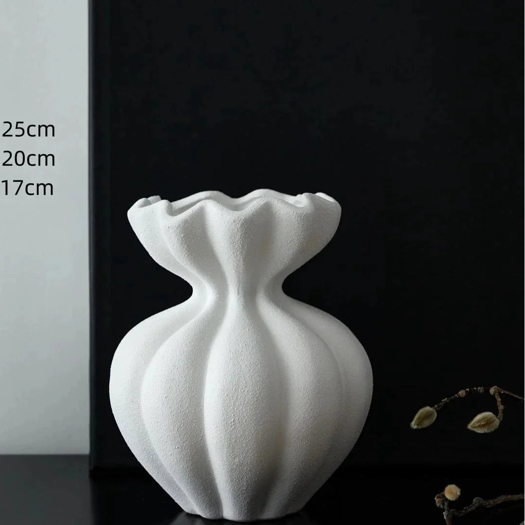 French Ceramic Vase Minimalist Floral Vessel  Home Decor