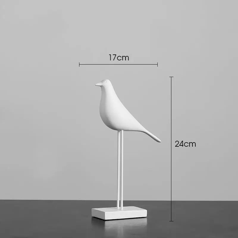Minimalist Zen Bird Figurine - Nordic Style Monochrome Tabletop Art Sculpture