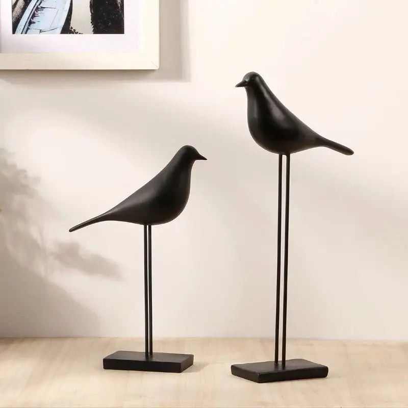 Minimalist Zen Bird Figurine - Nordic Style Monochrome Tabletop Art Sculpture