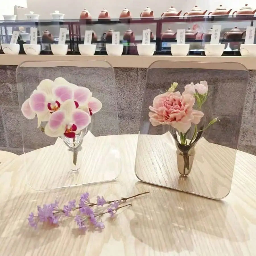 Modern Floating Acrylic Flower Frame - Minimalist Clear Vase for Home Decor