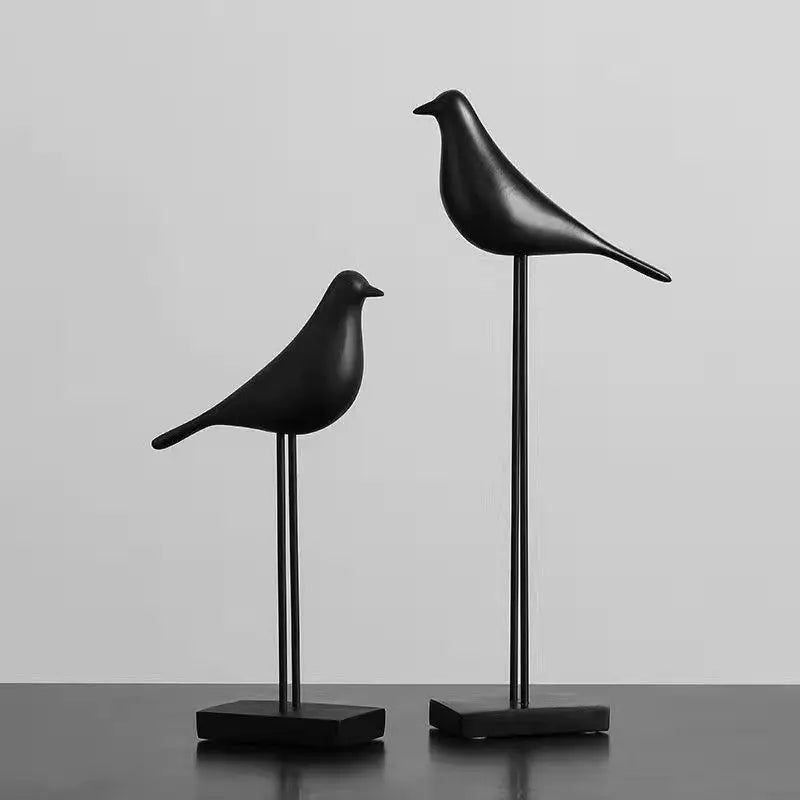 Minimalist Zen Bird Figurine - Nordic Style Monochrome Tabletop Art Sculpture