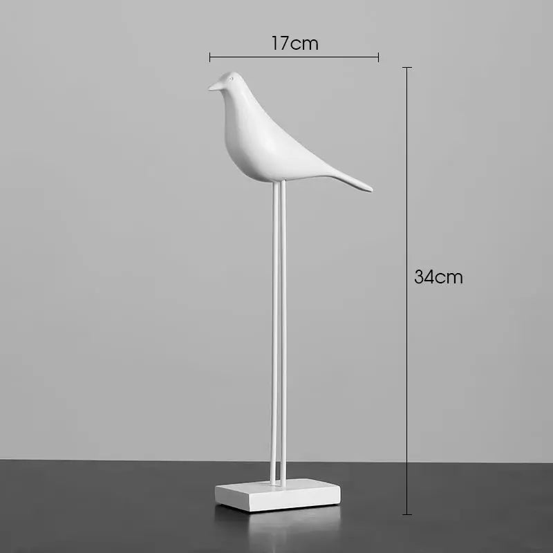 Minimalist Zen Bird Figurine - Nordic Style Monochrome Tabletop Art Sculpture