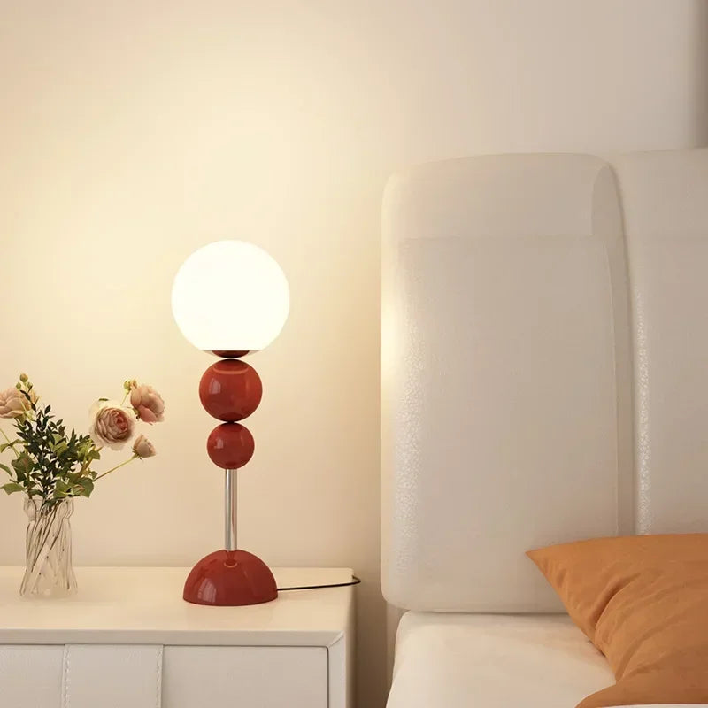 Retro Pop Red Bubble Sphere Table Lamp - Nordic Modern Bedside Orb Night Light