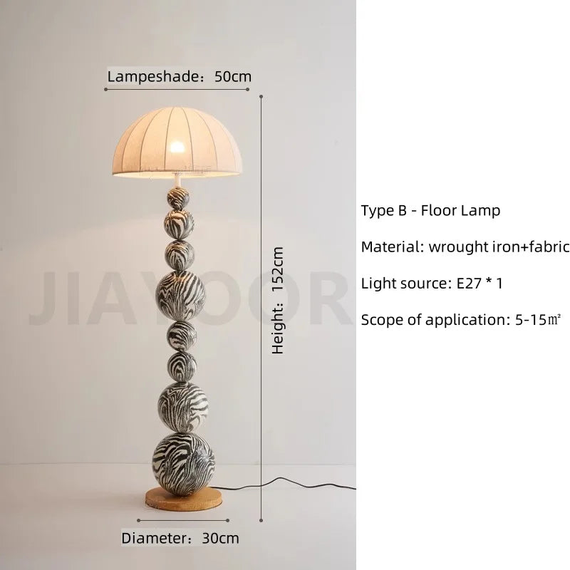 Nordic Zebra Marble Sphere Floor Lamp - Avant-Garde Tall Standing Art Light