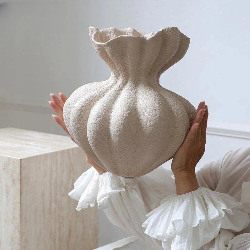 French Ceramic Vase Minimalist Floral Vessel  Home Decor