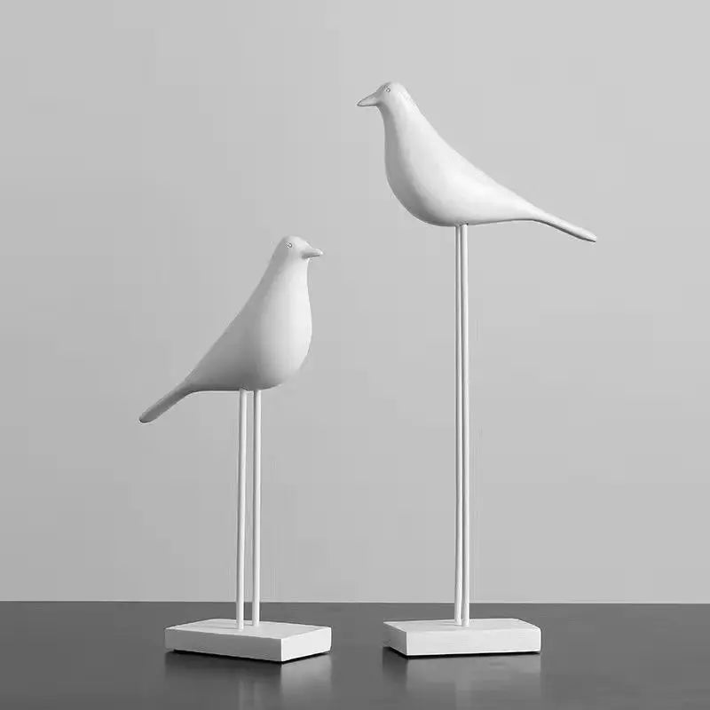 Minimalist Zen Bird Figurine - Nordic Style Monochrome Tabletop Art Sculpture