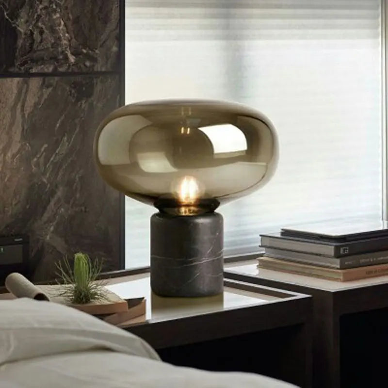 Premium Marble Base Glass Orb Lamp