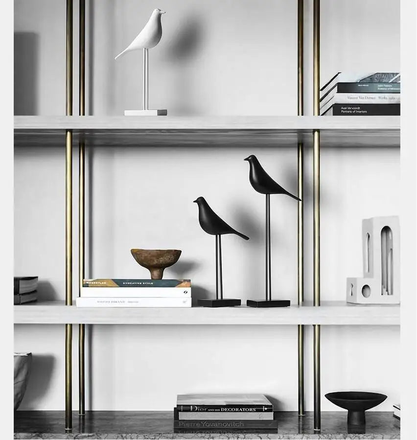 Minimalist Zen Bird Figurine - Nordic Style Monochrome Tabletop Art Sculpture