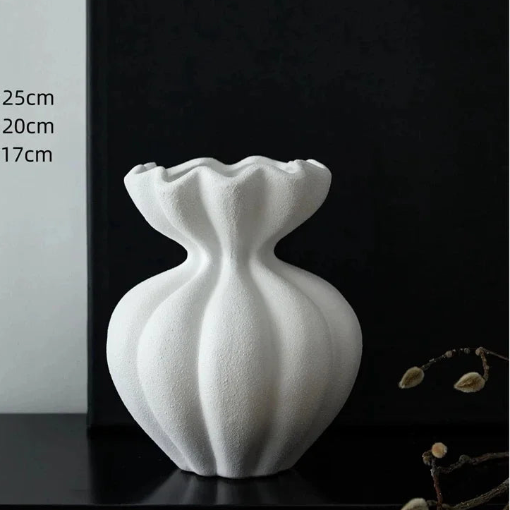 French Ceramic Vase Minimalist Floral Vessel  Home Decor